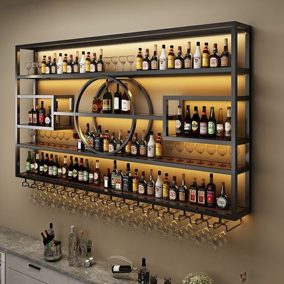 wall mounted wine glass rack