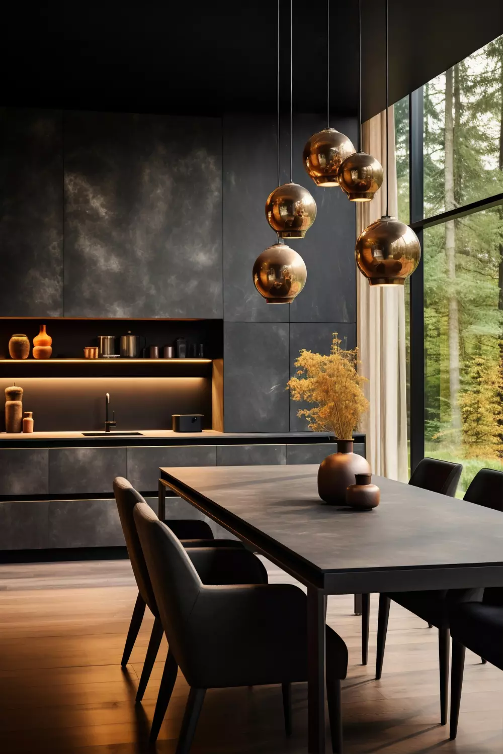 black and gold kitchen